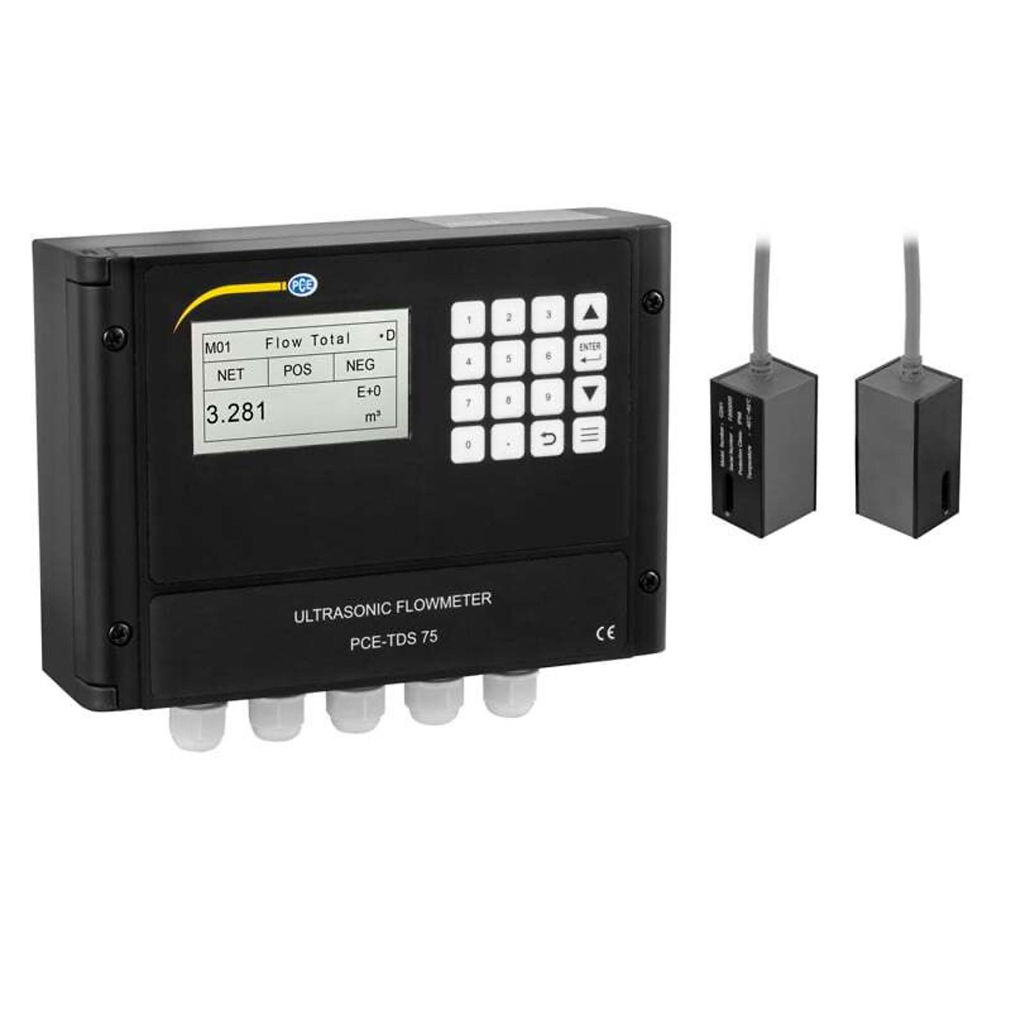 PCE Ultrasonic Flow Meter — Fixed Installation, Measures Liquid Flow in Pipes, Model# PCE-TDS 75